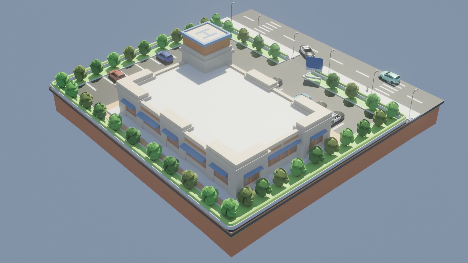 Low poly Police Station Low-poly 3D model_8