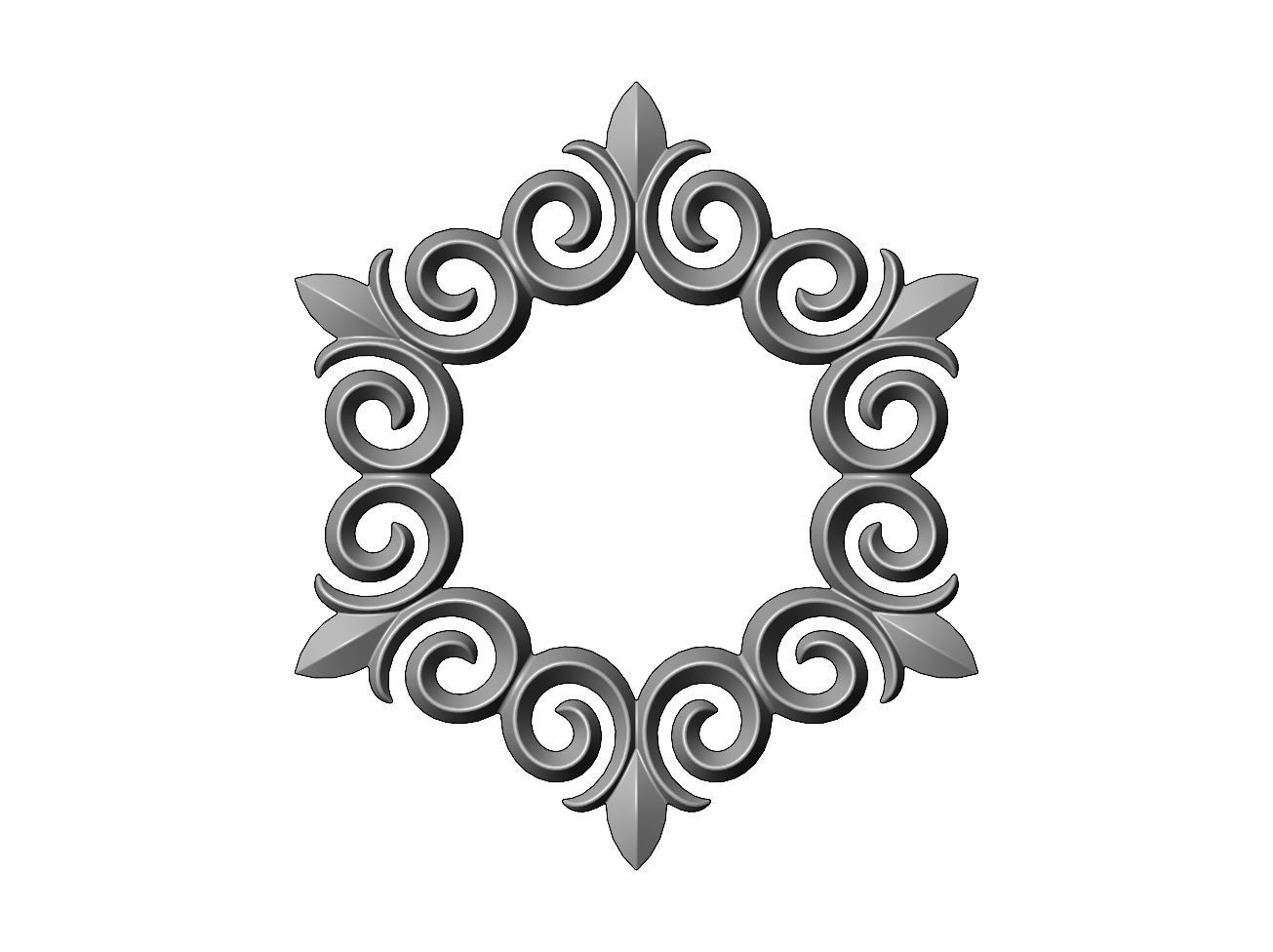 Hexagonal  floral decoration element relief 3D print model_1