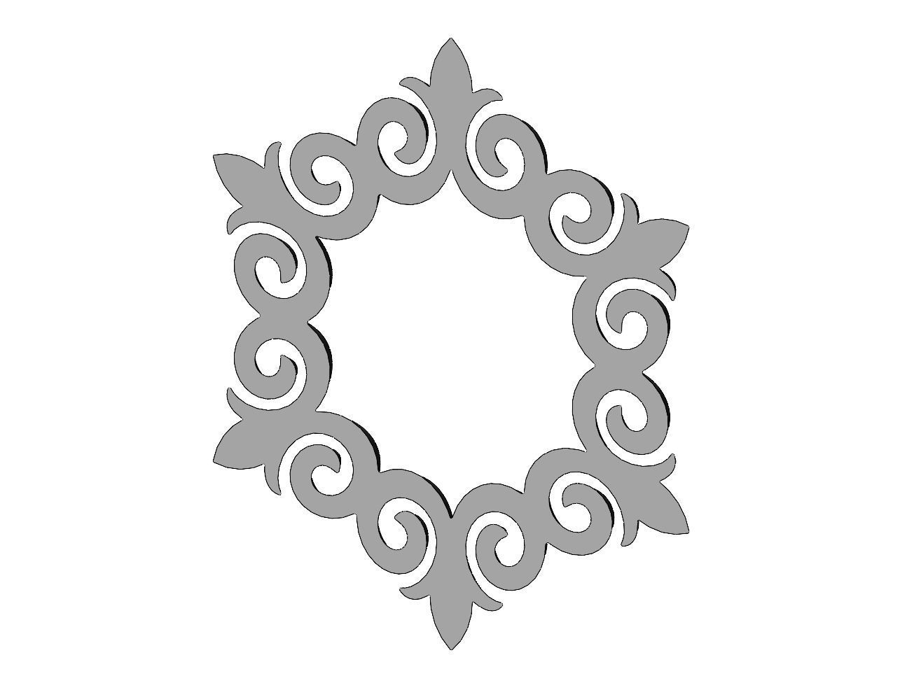 Hexagonal  floral decoration element relief 3D print model_5