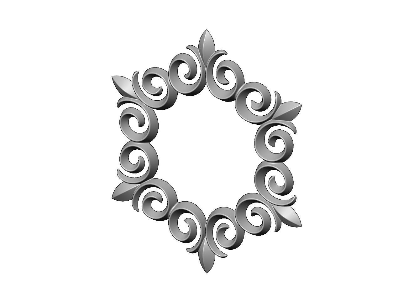 Hexagonal  floral decoration element relief 3D print model_2