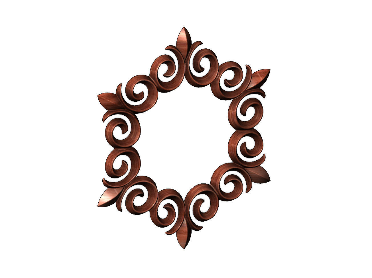 Hexagonal  floral decoration element relief 3D print model_10