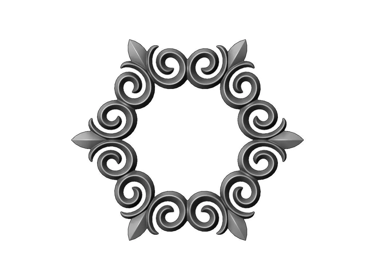Hexagonal  floral decoration element relief 3D print model_0