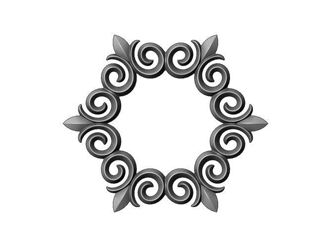 Hexagonal  floral decoration element relief 3D print model