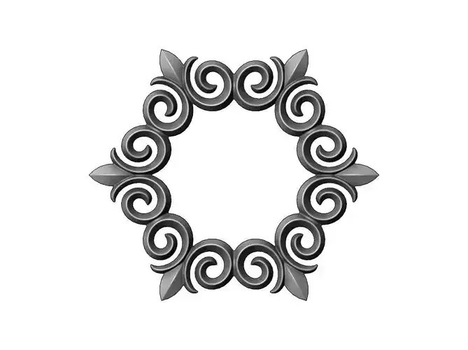 Hexagonal  floral decoration element relief 3D print model