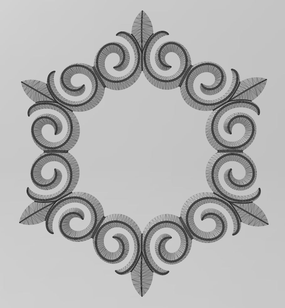 Hexagonal  floral decoration element relief 3D print model_11