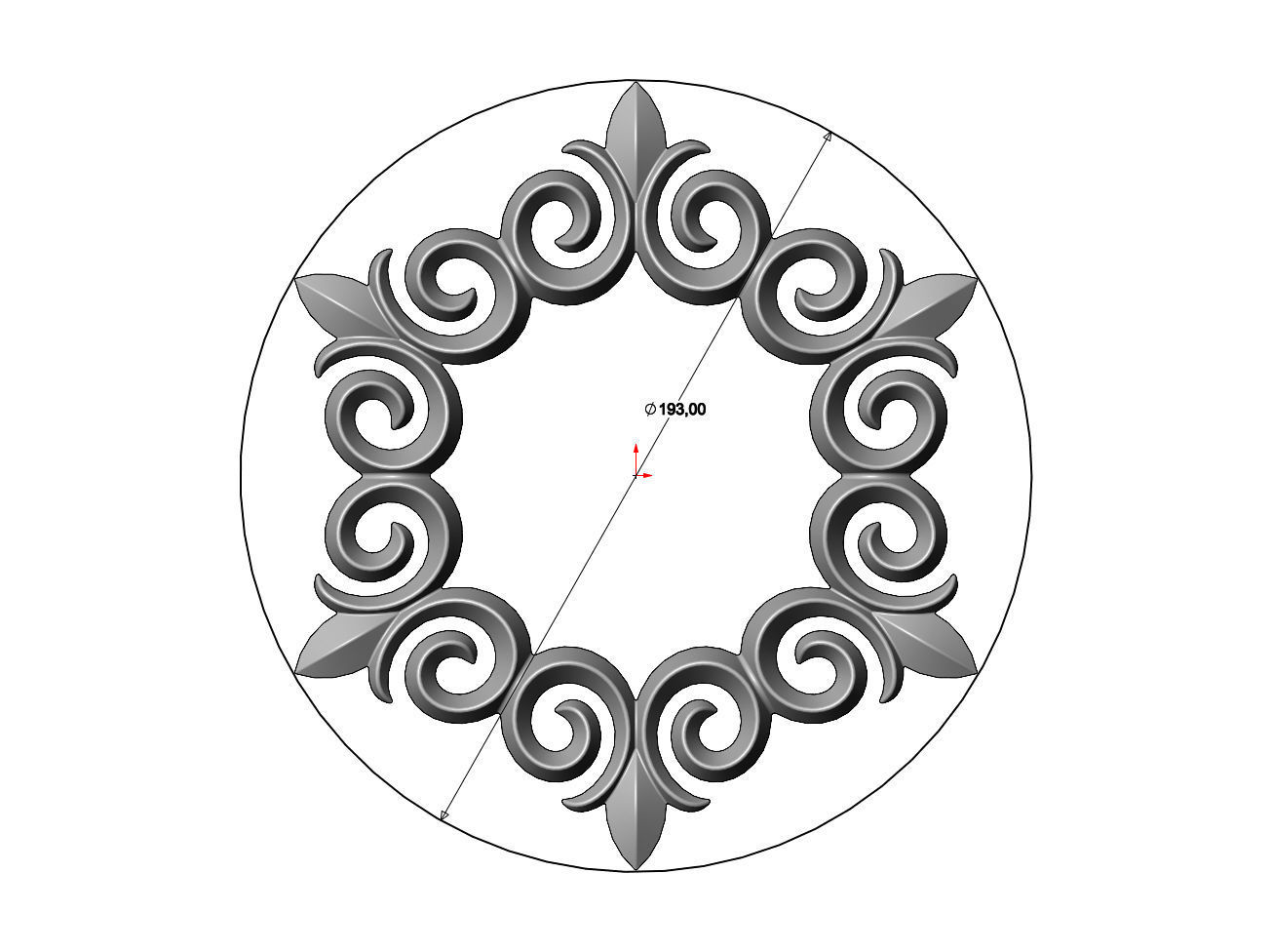 Hexagonal  floral decoration element relief 3D print model_3