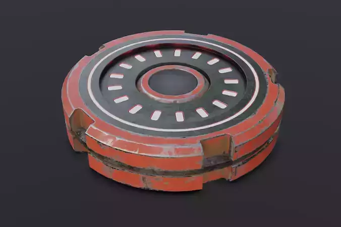 Sci-Fi Future Mech Button Disk 3D model Sci-Fi Future Mech Button Disk 3D model