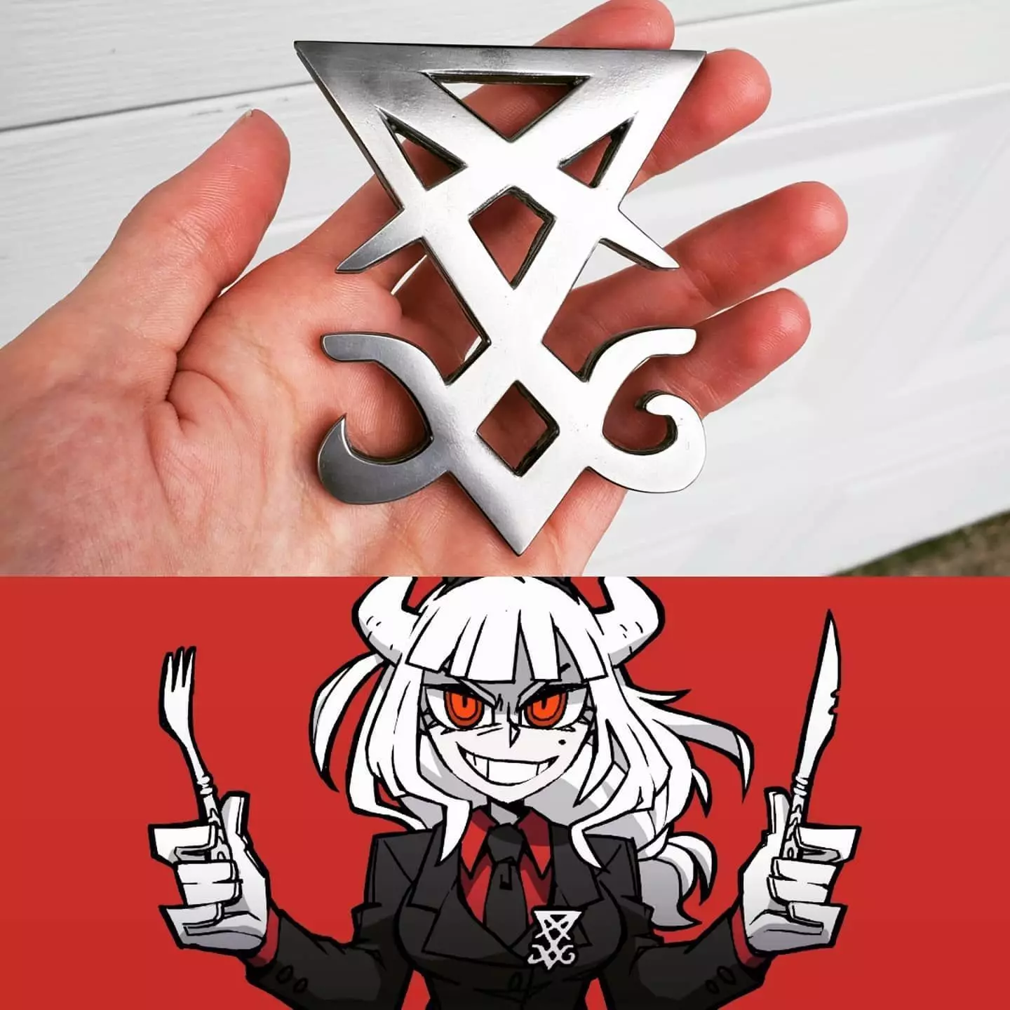 Helltaker sigil of Lucifer Brooch Pin  3D print model_0