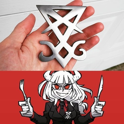 Helltaker sigil of Lucifer Brooch Pin  3D print model