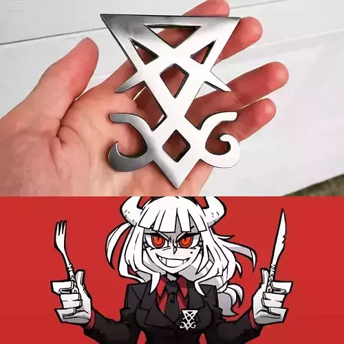 Helltaker sigil of Lucifer Brooch Pin  3D print model