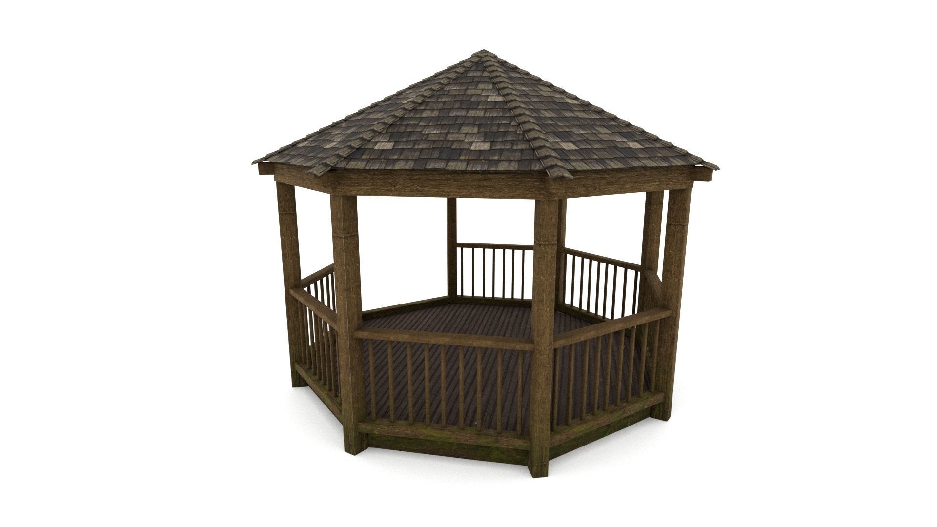 Gazebo wooden 3D model_6