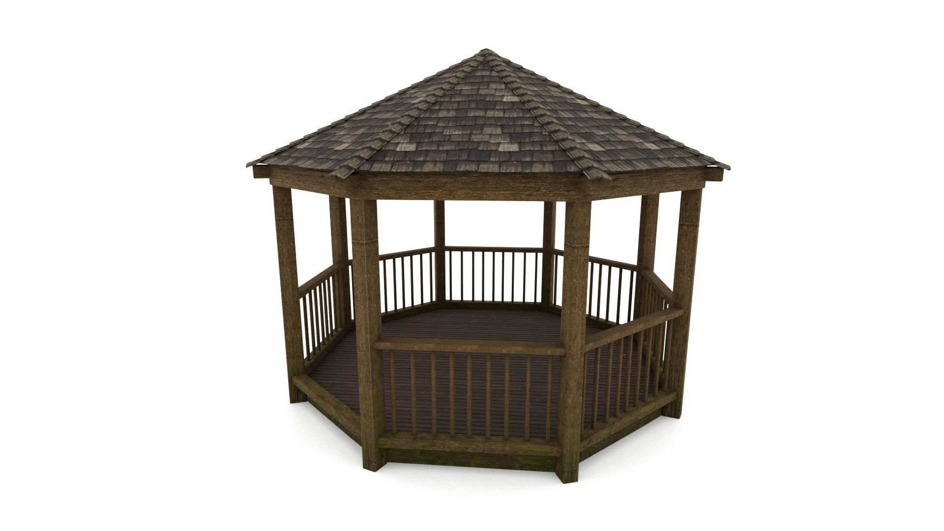 Gazebo wooden 3D model_2