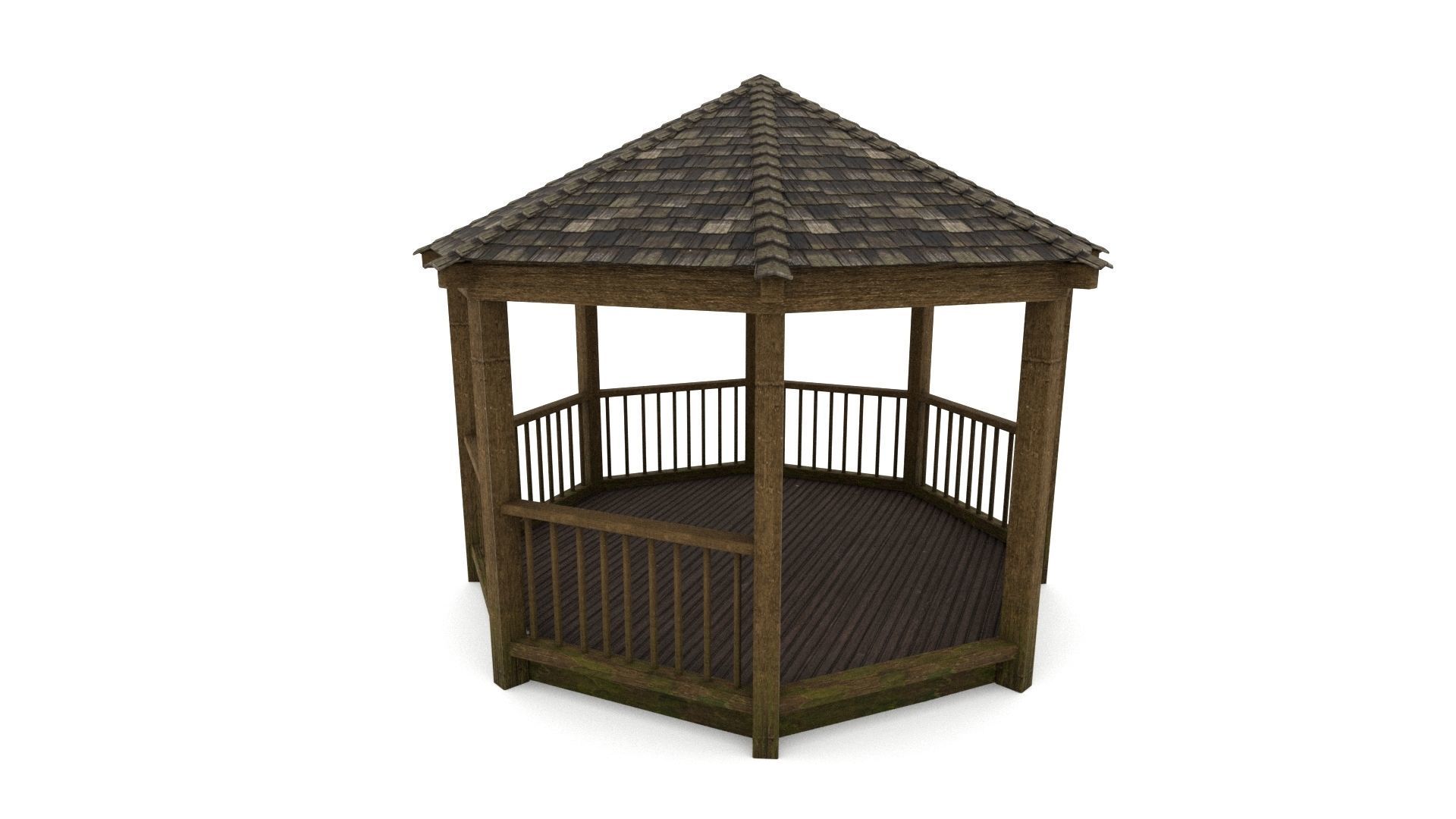 Gazebo wooden 3D model_14