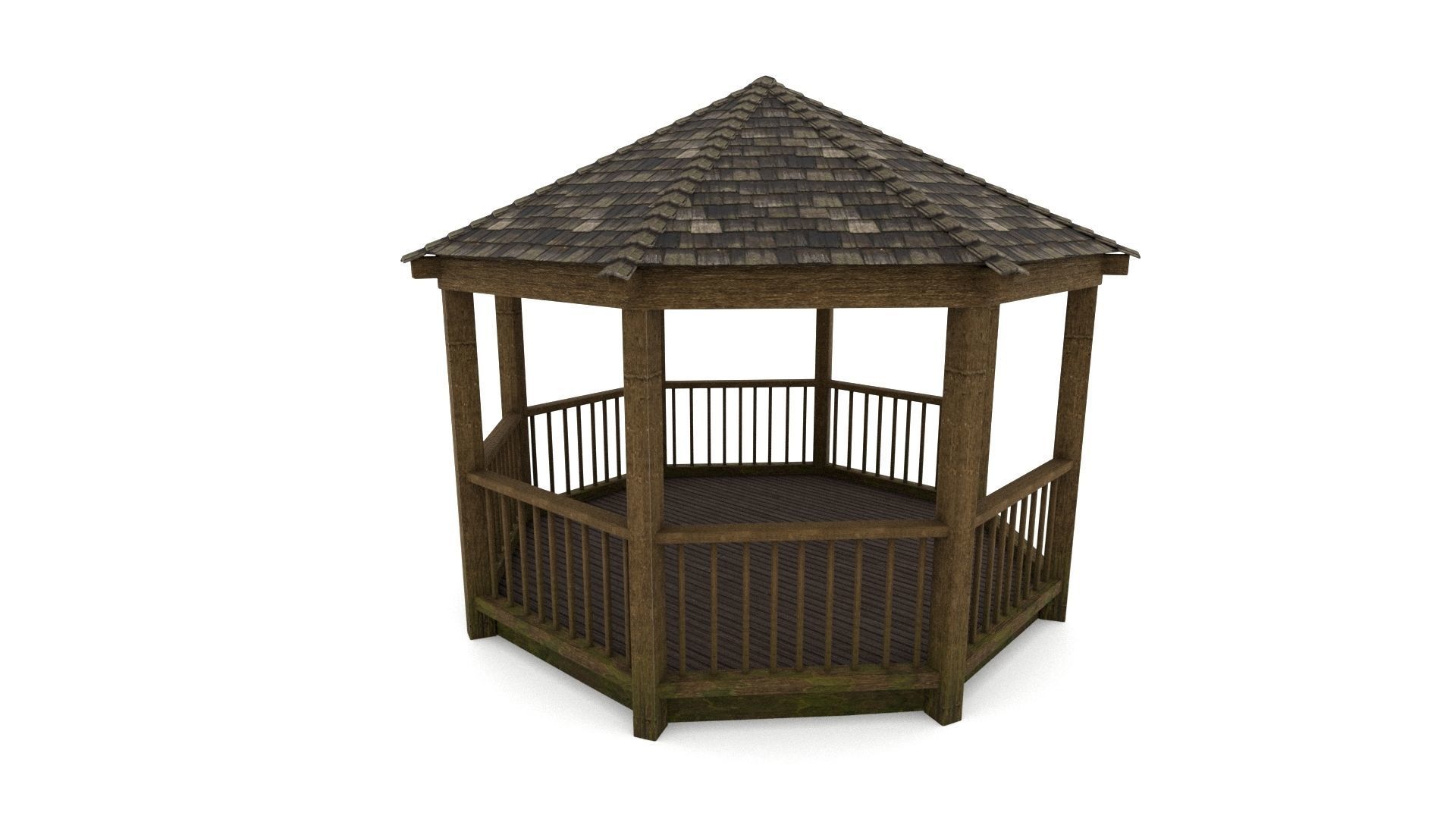 Gazebo wooden 3D model_11