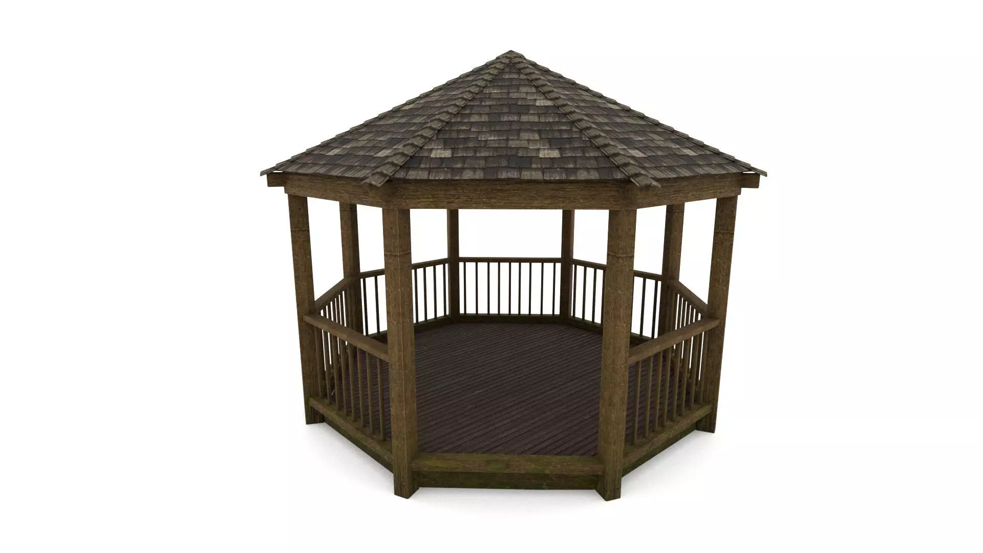 Gazebo wooden 3D model_0