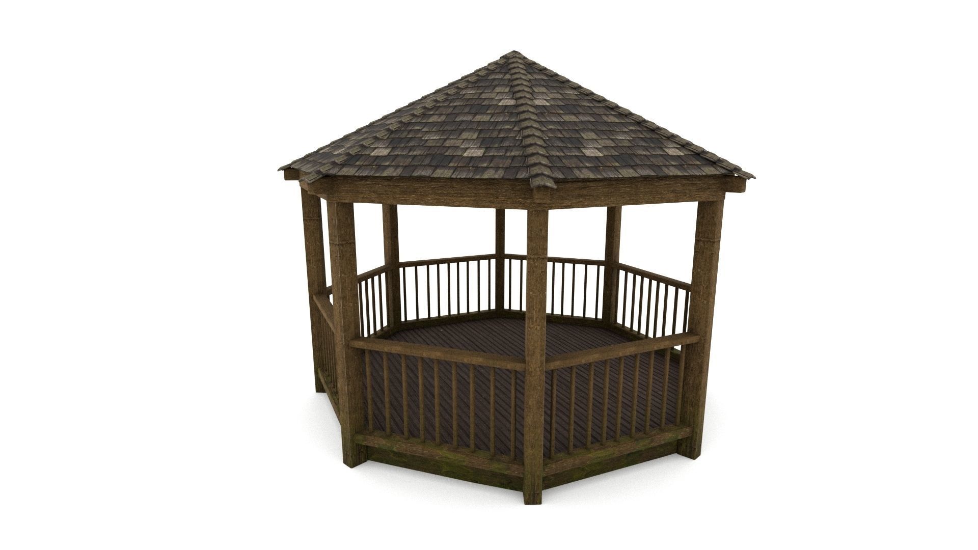 Gazebo wooden 3D model_12