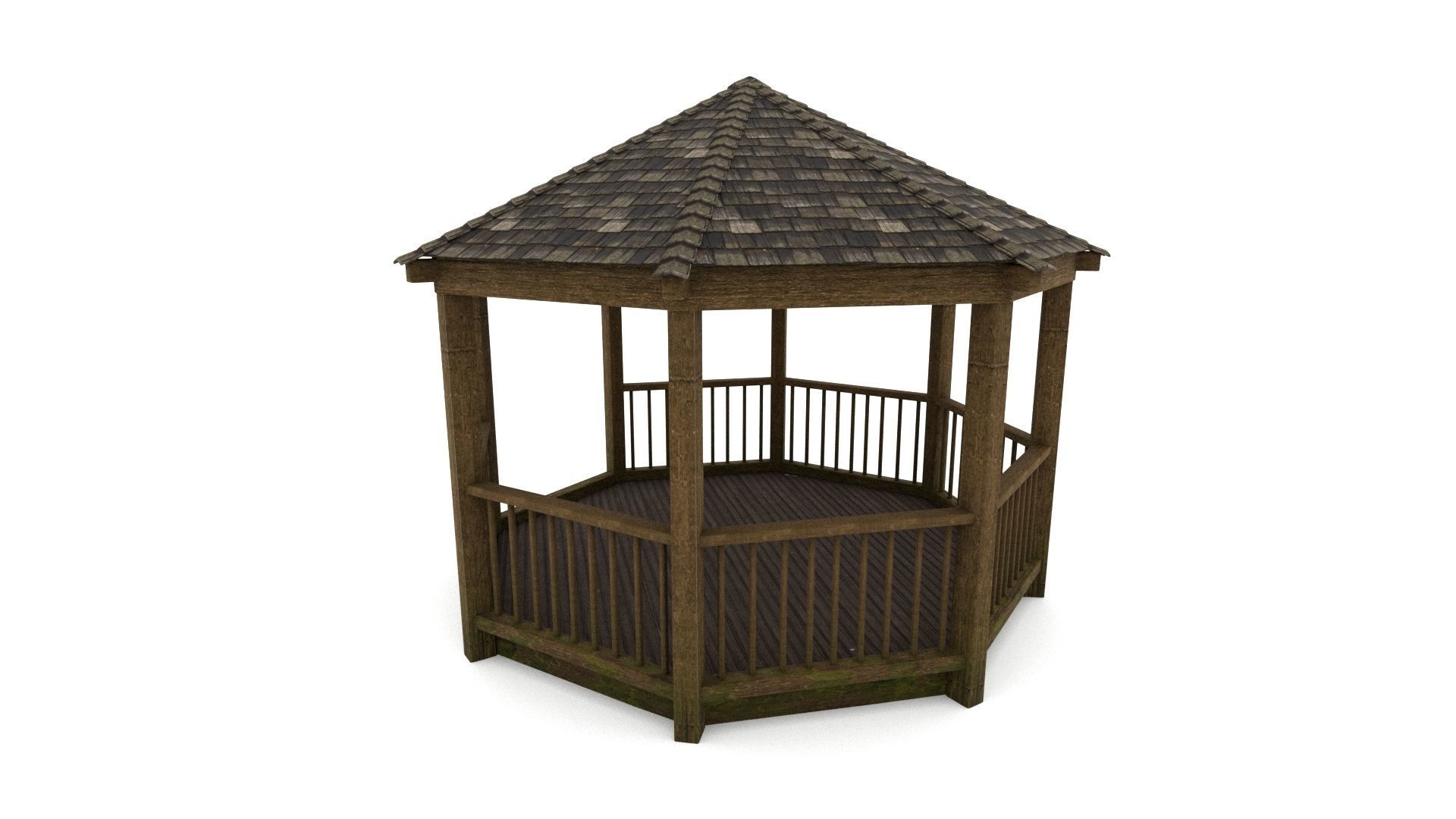 Gazebo wooden 3D model_5