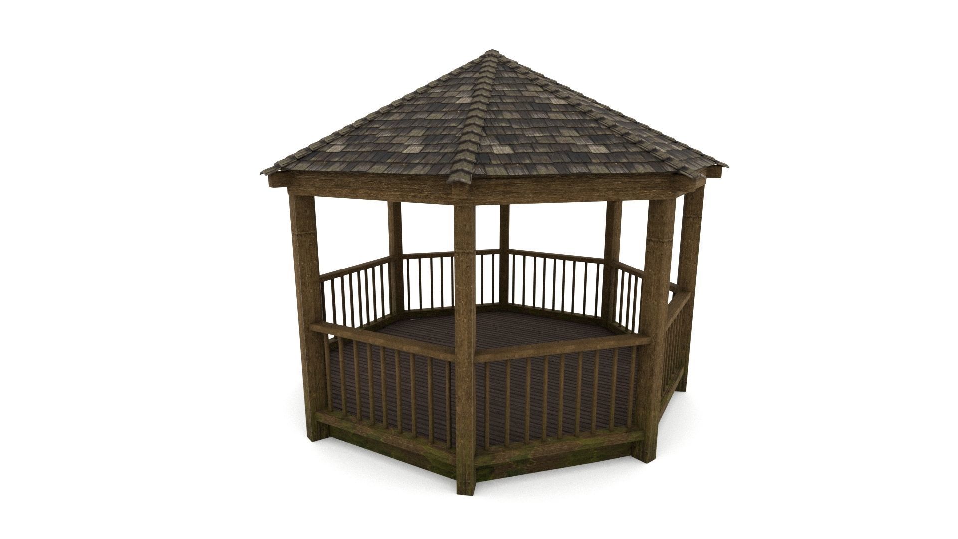 Gazebo wooden 3D model_3