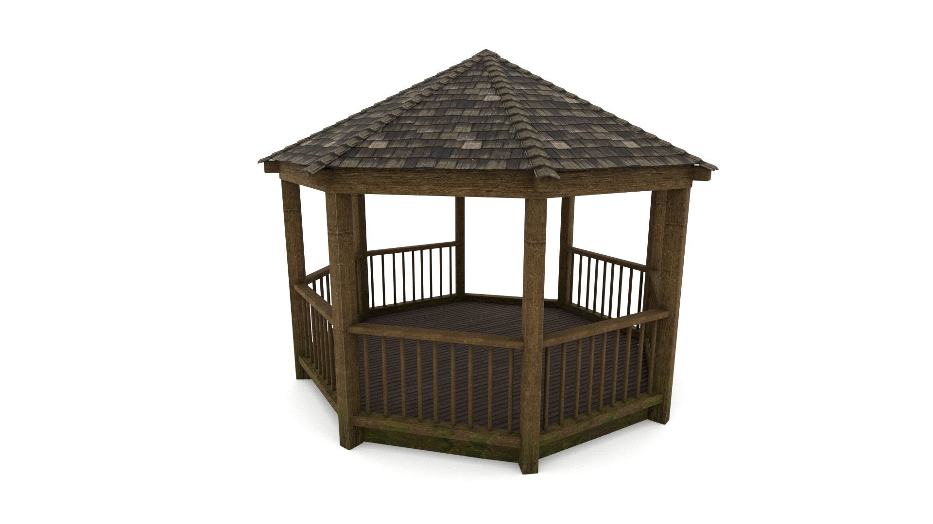Gazebo wooden 3D model_8