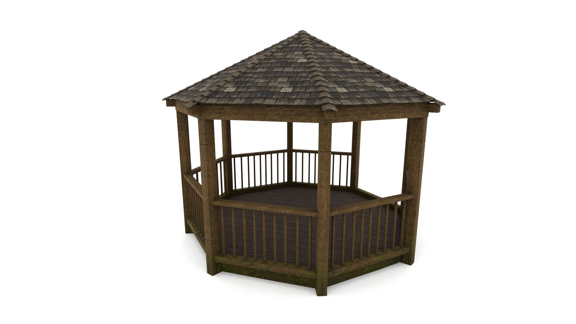 Gazebo wooden 3D model_10