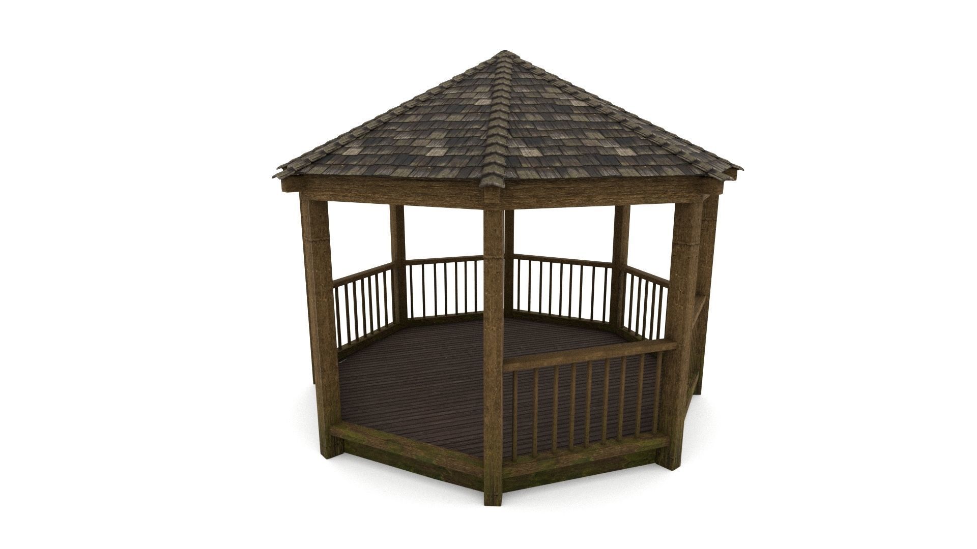 Gazebo wooden 3D model_1