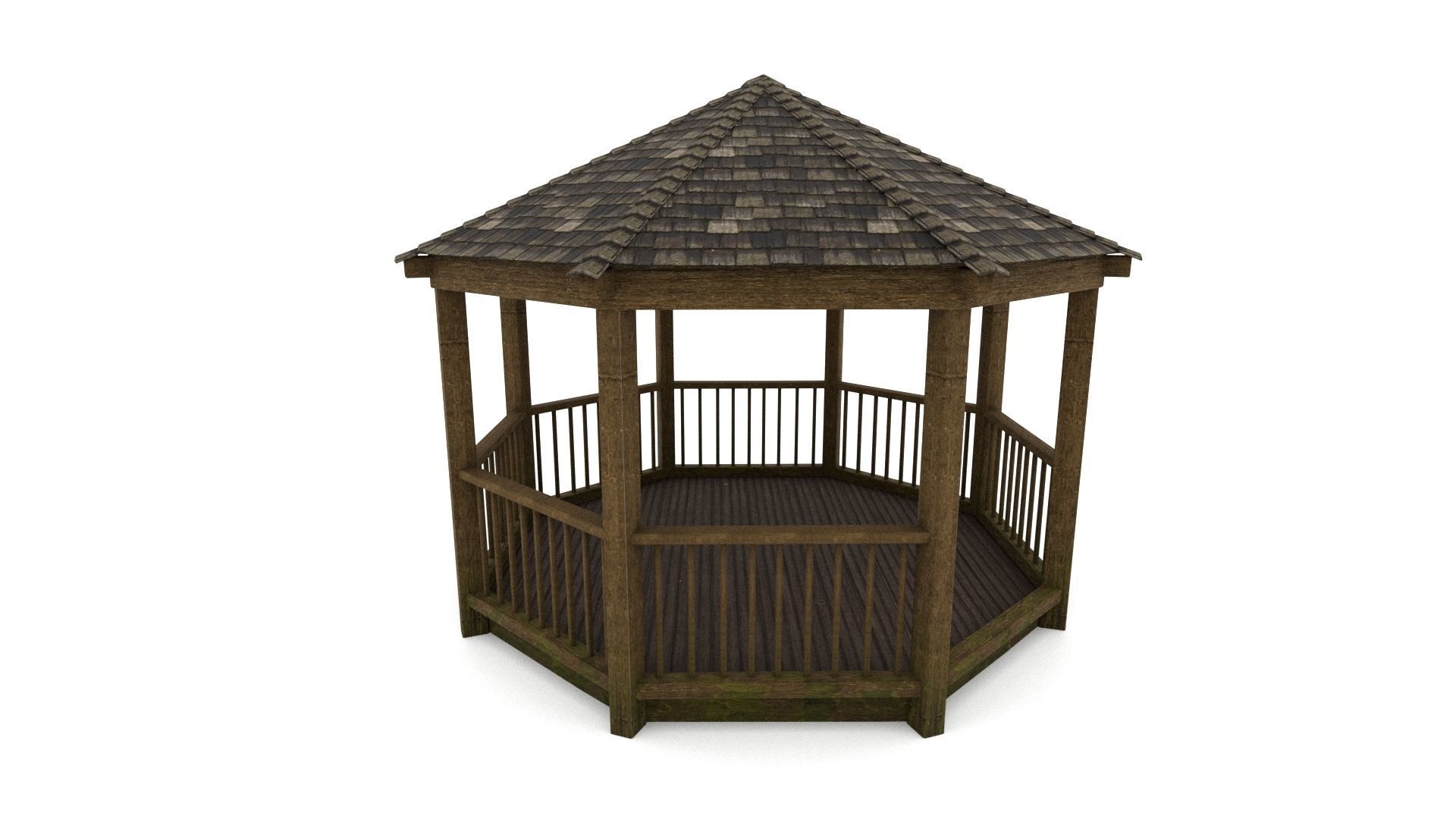 Gazebo wooden 3D model_13