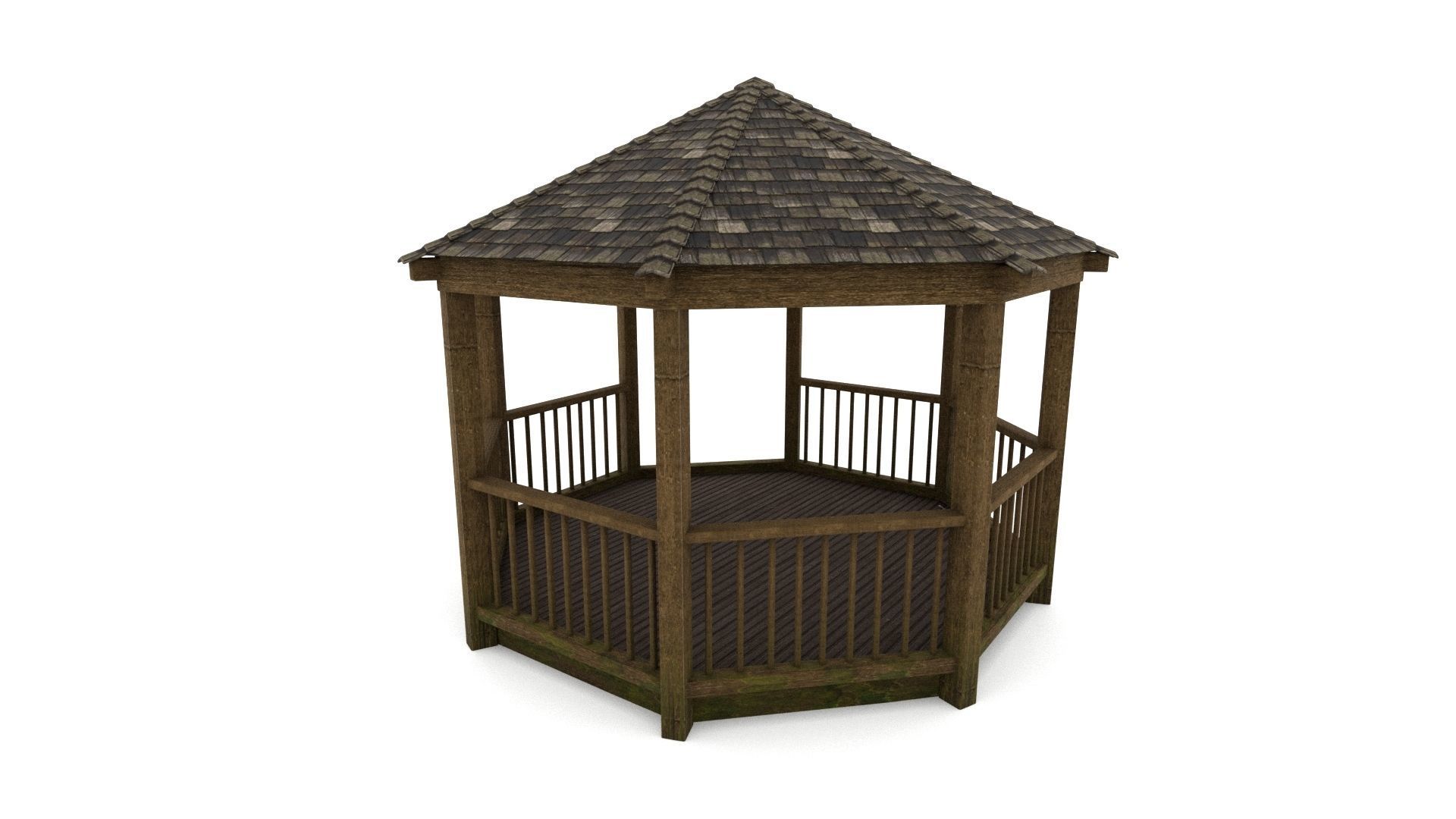 Gazebo wooden 3D model_7