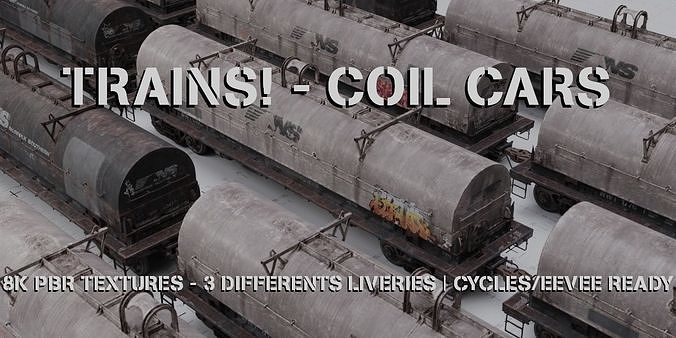 TRAINS Coil cars 3 liveries 3D model