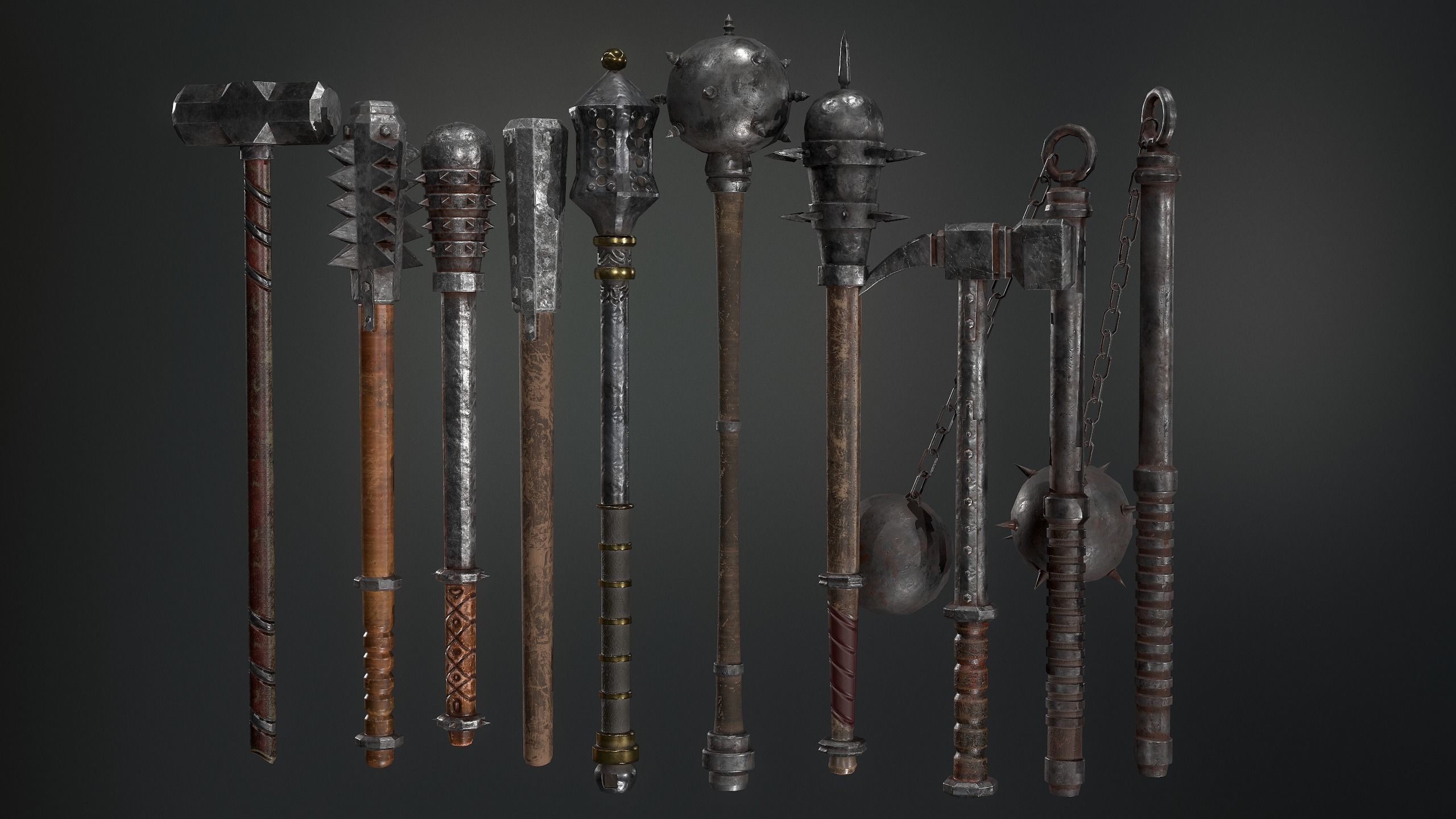 Medieval Weapons Mace Collection - 01 Low-poly 3D model_3