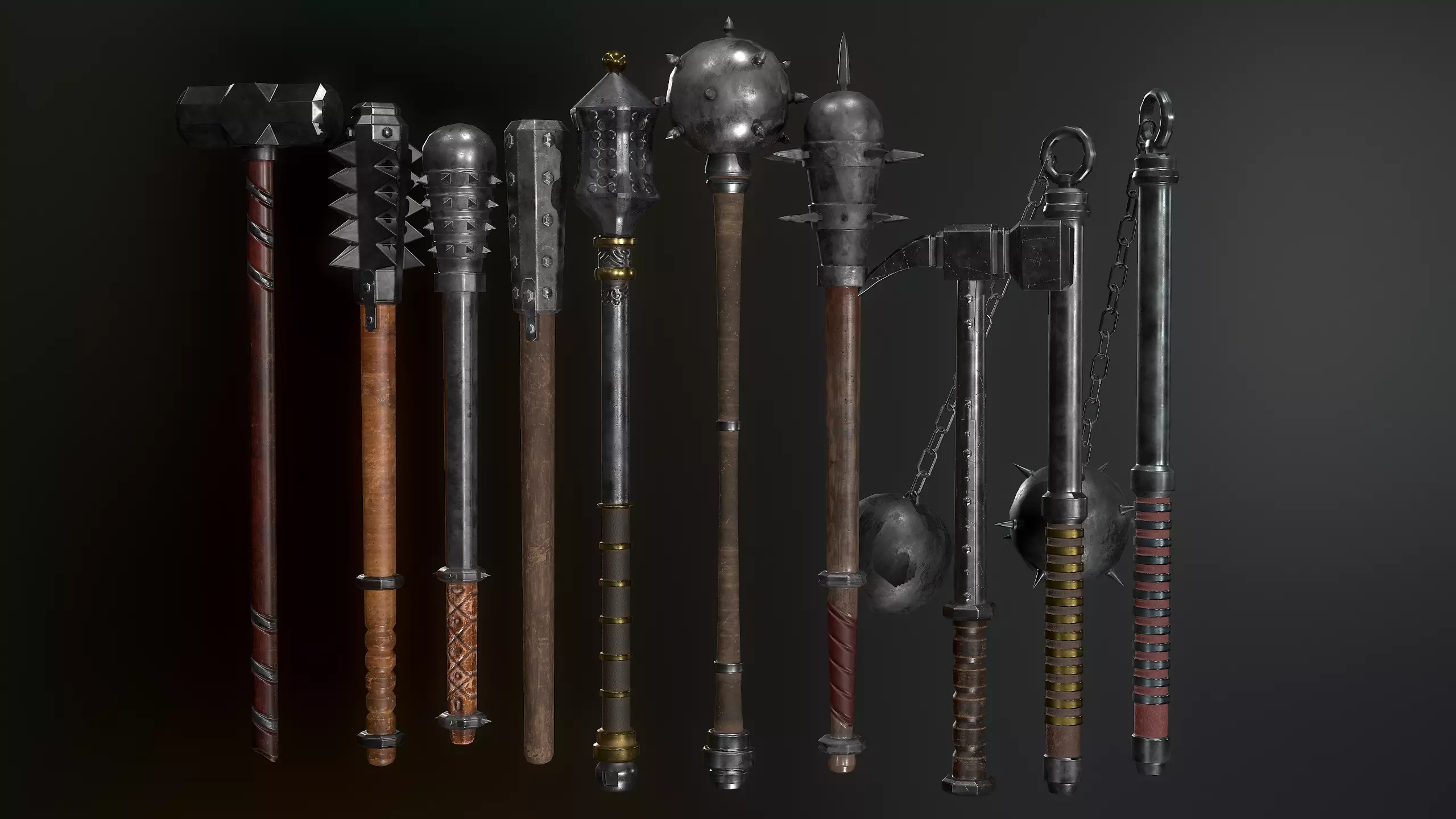 Medieval Weapons Mace Collection - 01 Low-poly 3D model_0