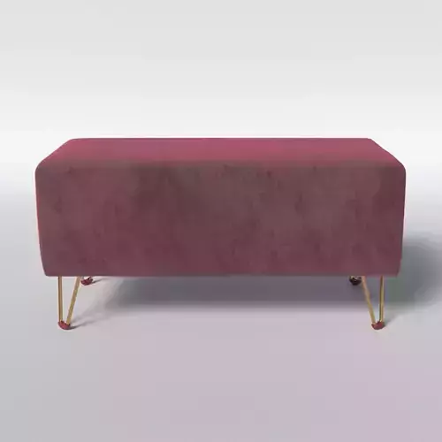 Bench in burgundy velvet with gold legs