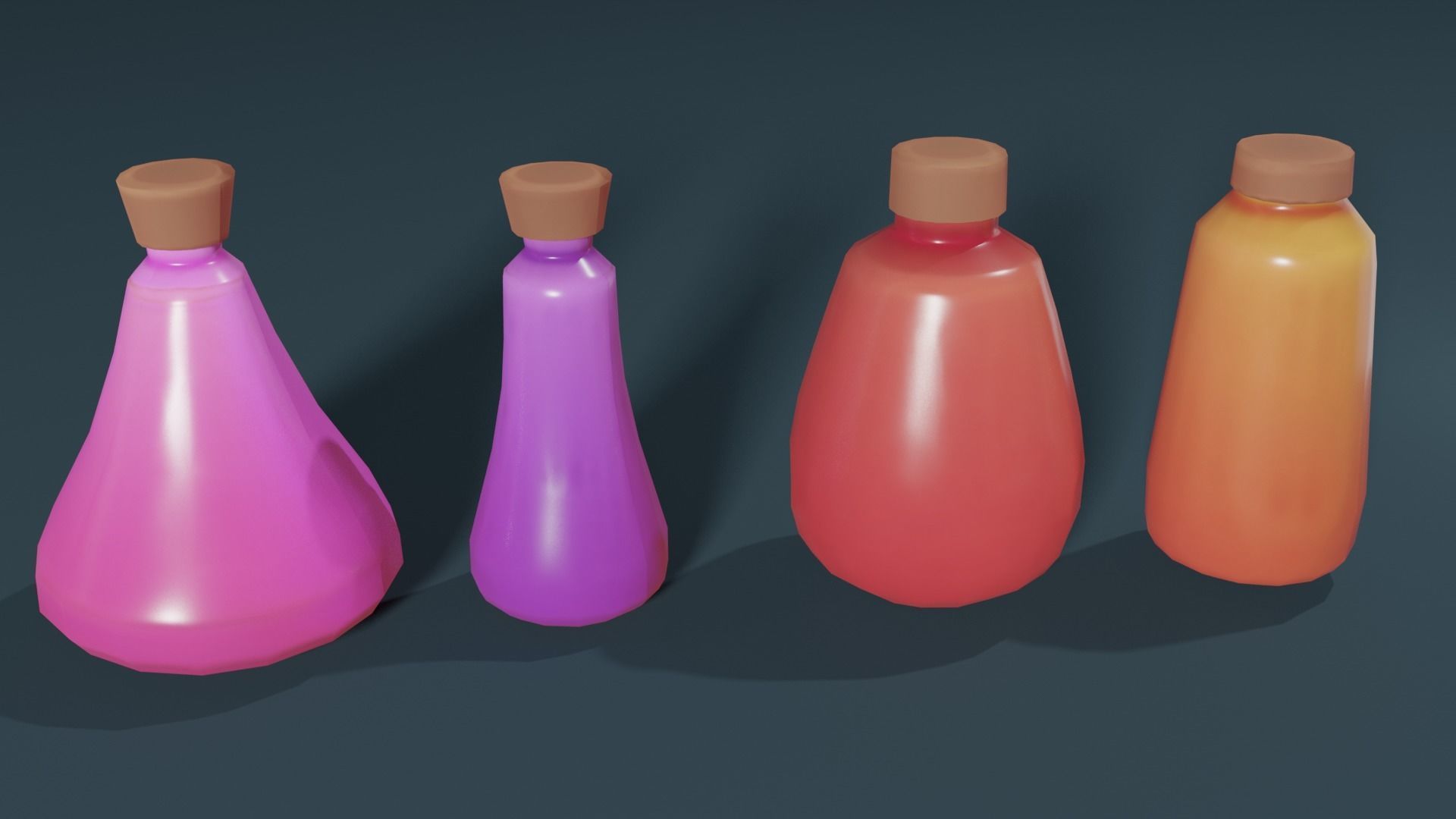 Stylized Bottle Pack Low-poly 3D model_2