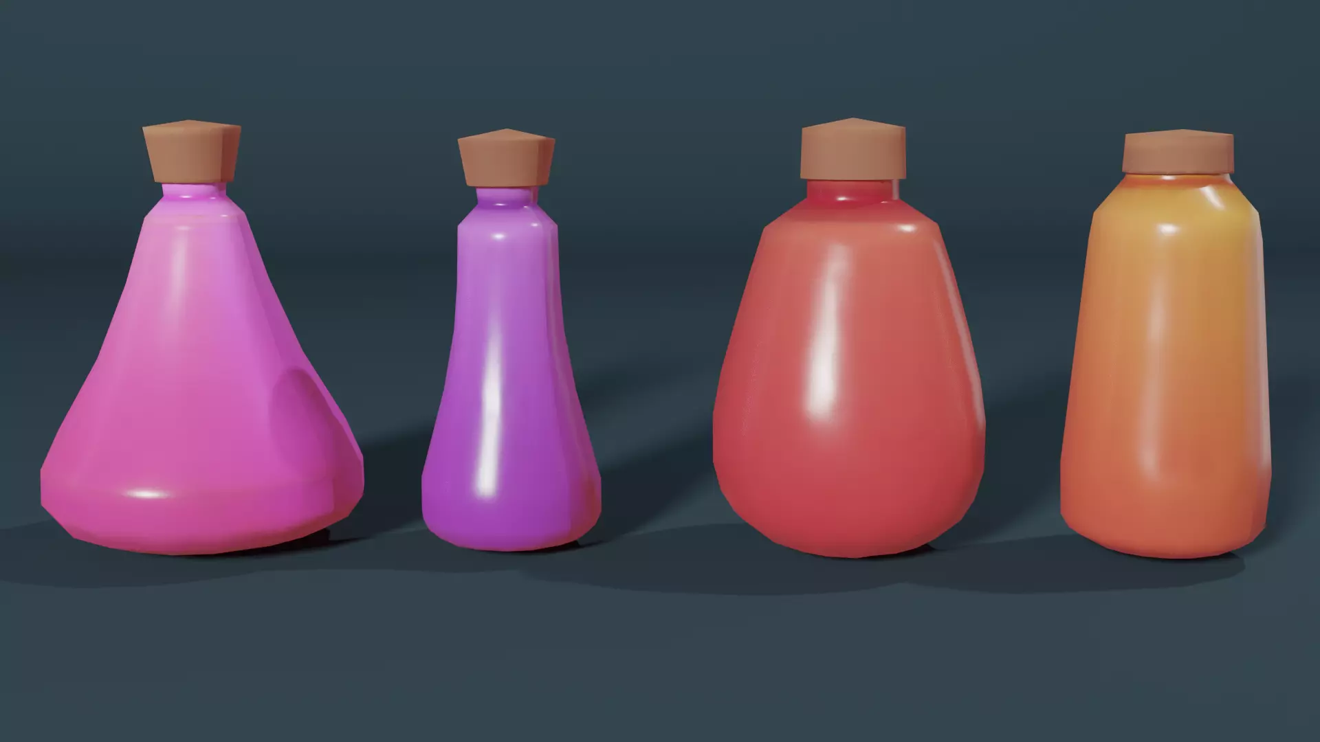 Stylized Bottle Pack Low-poly 3D model_0
