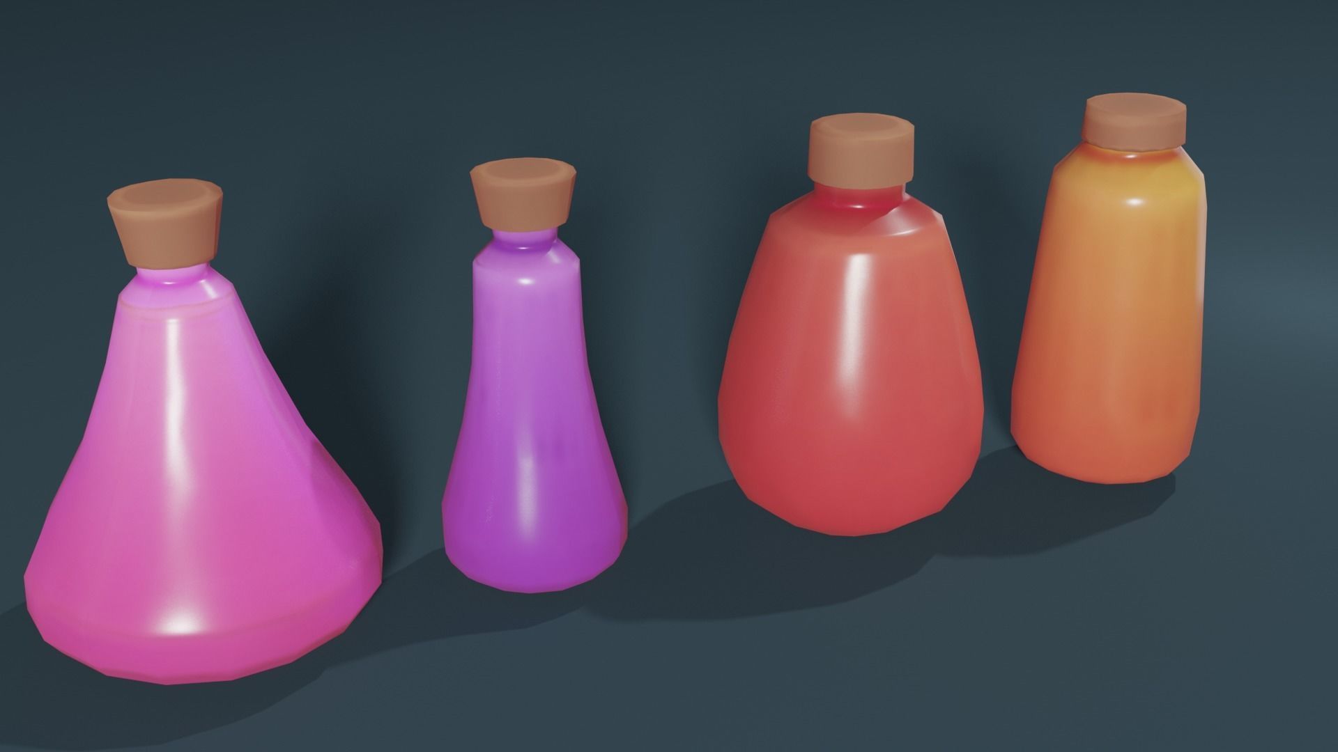 Stylized Bottle Pack Low-poly 3D model_1