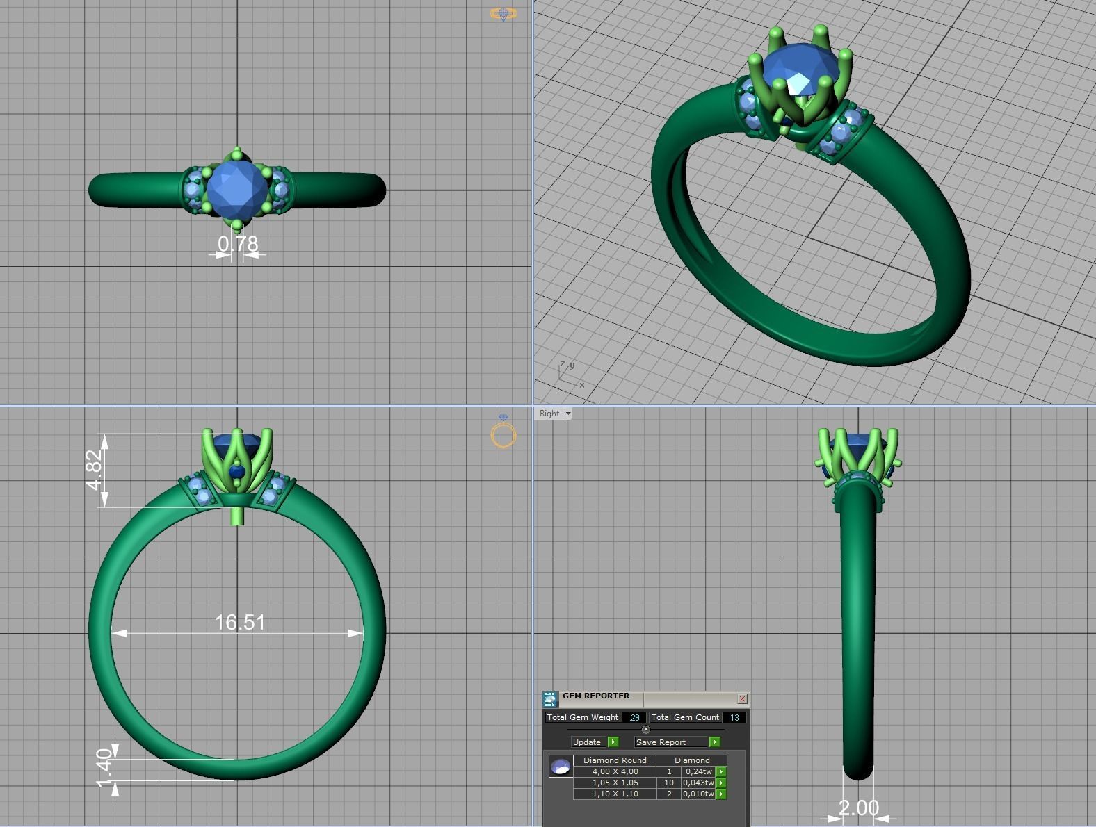 BEspoke design Classic Solitaire ring with 4mm stone 3dmodel  3D print model_7