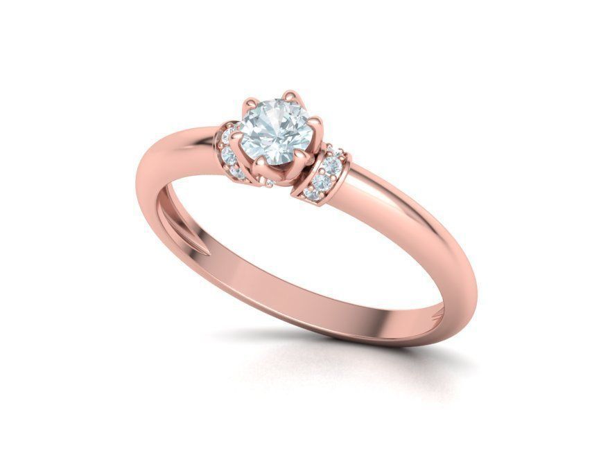 BEspoke design Classic Solitaire ring with 4mm stone 3dmodel  3D print model_6