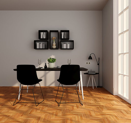Interior  furnitures lampshade corner table Low-poly 3D model