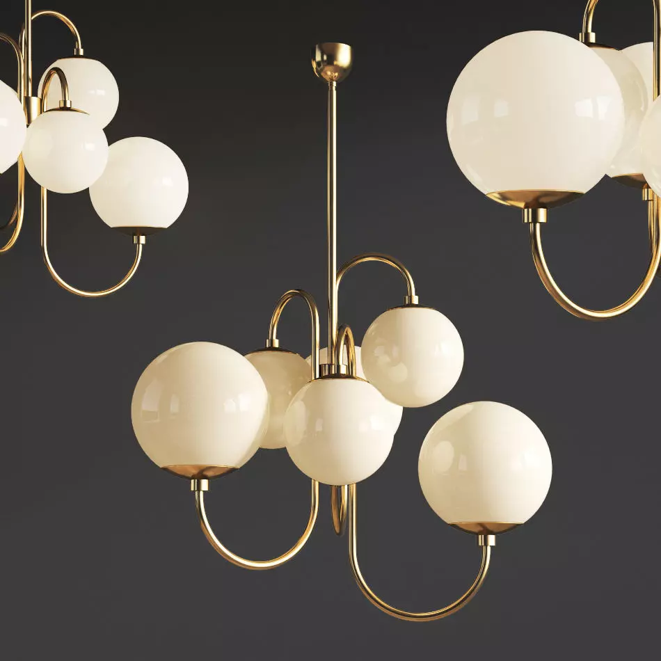 Pelle Chandelier Gooseneck West Elm 3D model_0