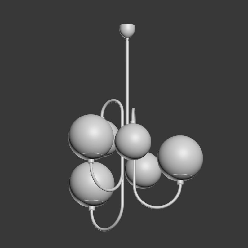 Pelle Chandelier Gooseneck West Elm 3D model_3