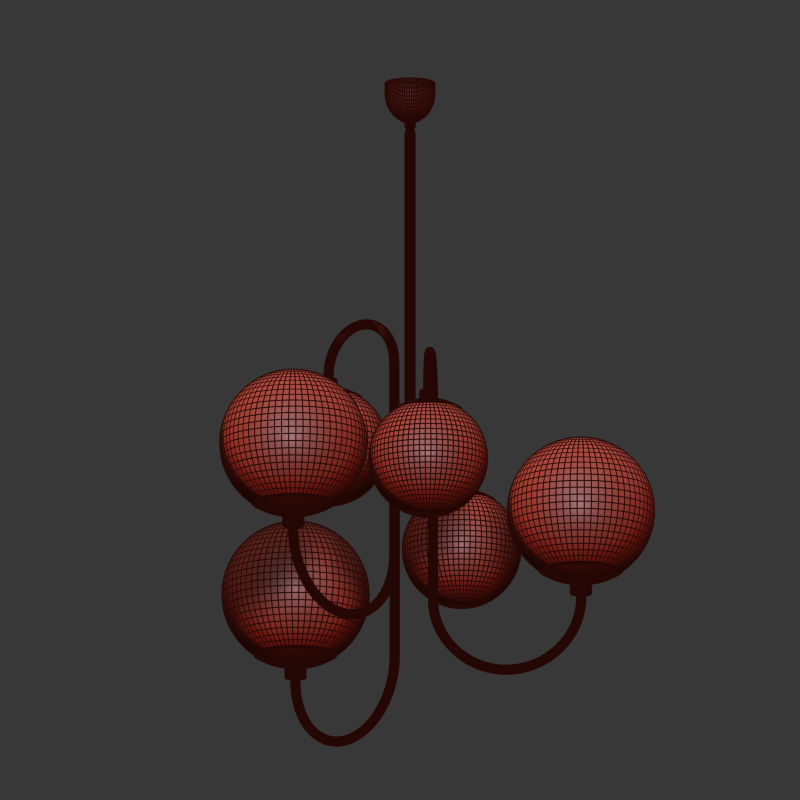 Pelle Chandelier Gooseneck West Elm 3D model_4