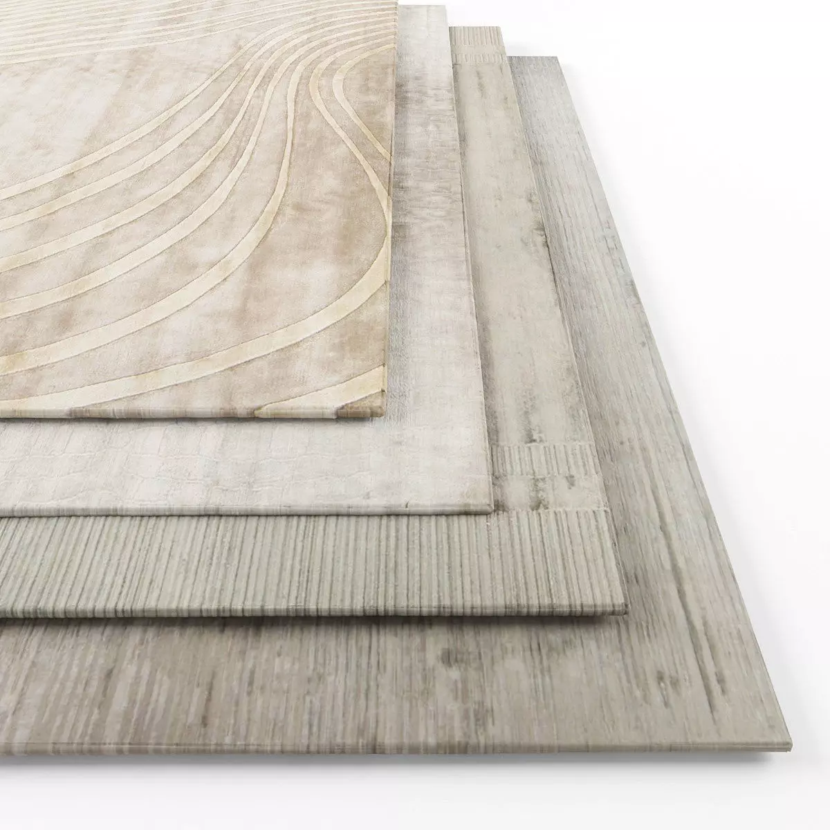 Rugs-875 wooden floor with wave pattern Low-poly 3D model_0