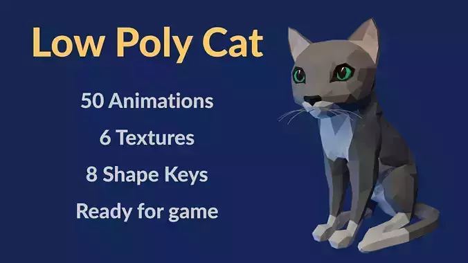 Low Poly Cat running Low-poly 3D model