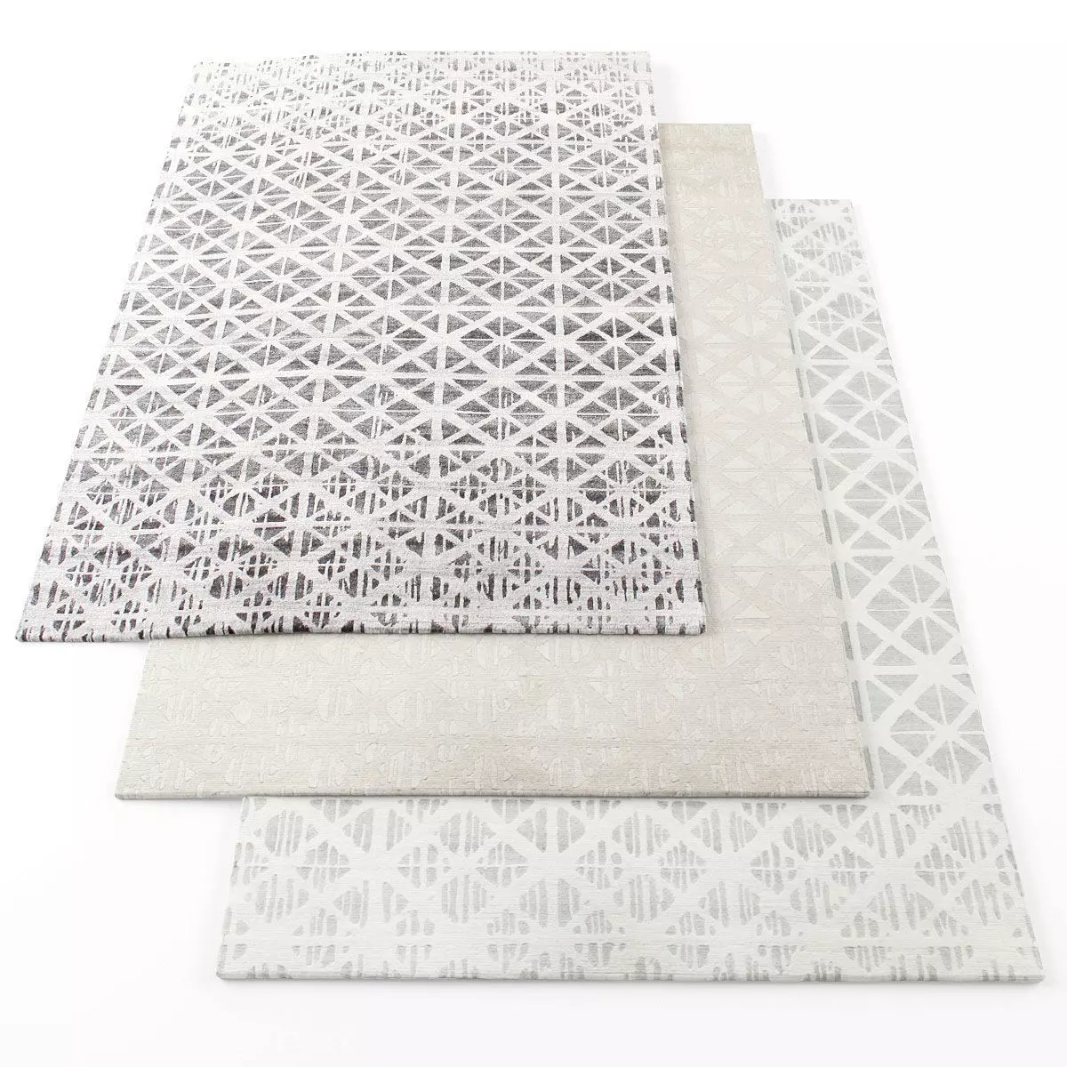 Rugs-888 three rugs with geometric patterns Low-poly 3D model_0