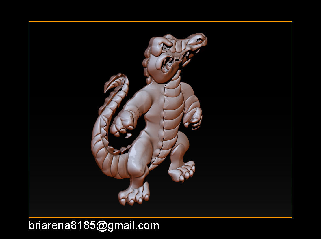 Pendant Little Crocodile - Gators 3D Relief  3D print model_9