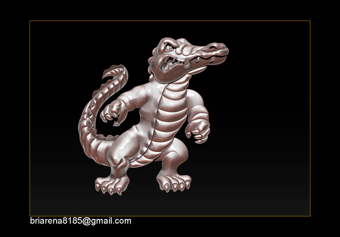 Pendant Little Crocodile - Gators 3D Relief  3D print model_2
