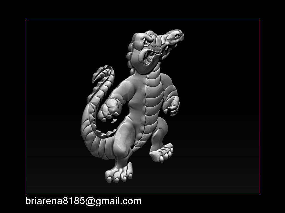 Pendant Little Crocodile - Gators 3D Relief  3D print model_10
