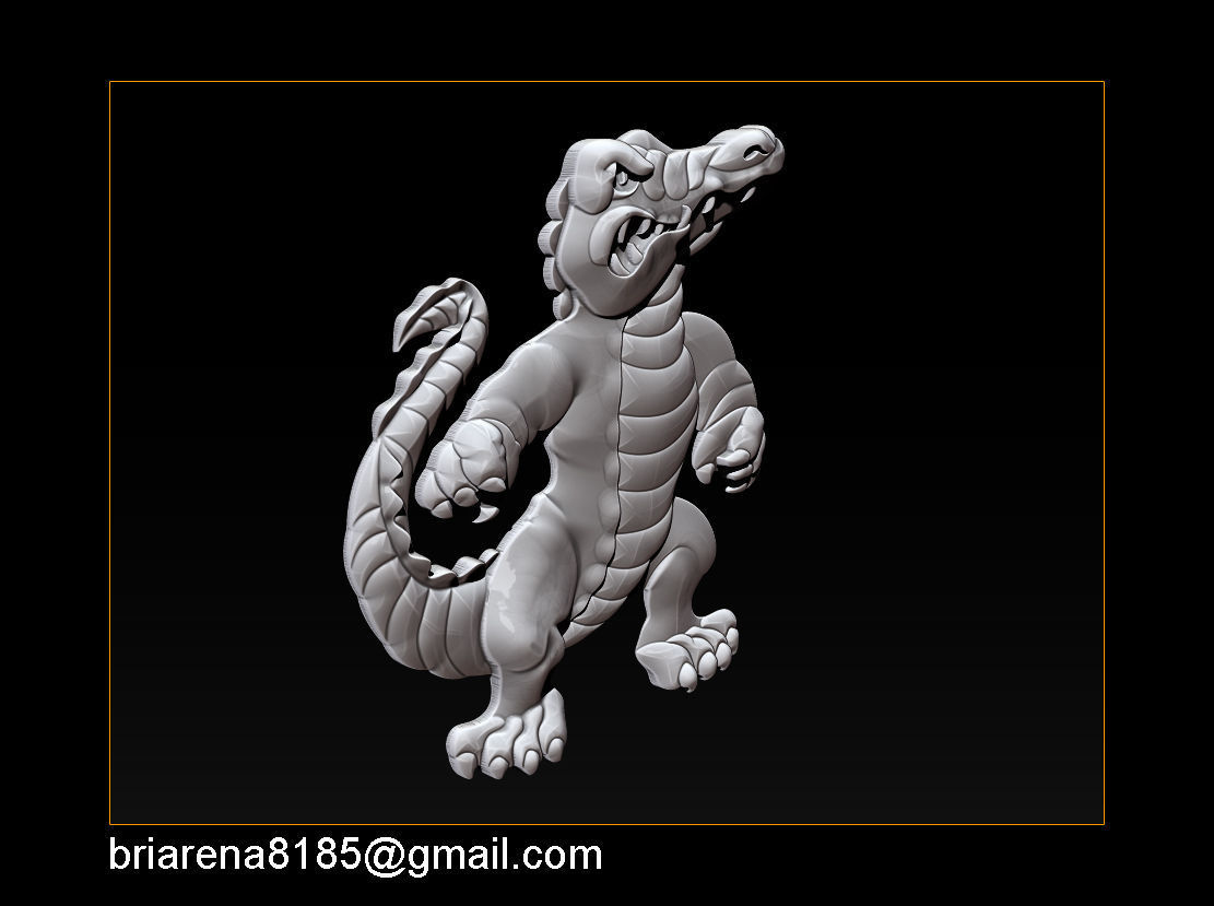 Pendant Little Crocodile - Gators 3D Relief  3D print model_11