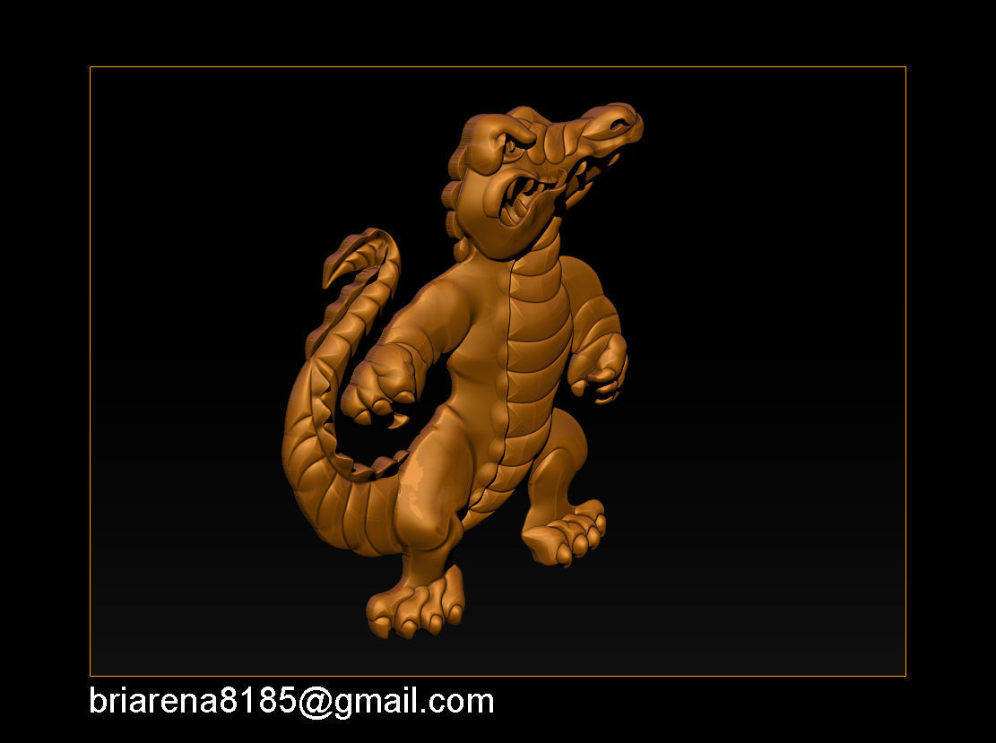 Pendant Little Crocodile - Gators 3D Relief  3D print model_12