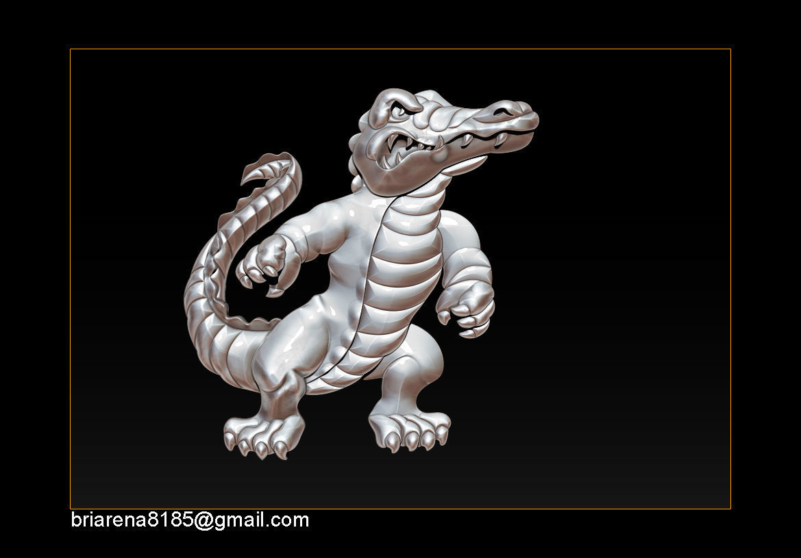 Pendant Little Crocodile - Gators 3D Relief  3D print model_5