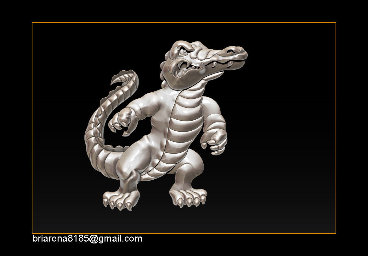 Pendant Little Crocodile - Gators 3D Relief  3D print model_3